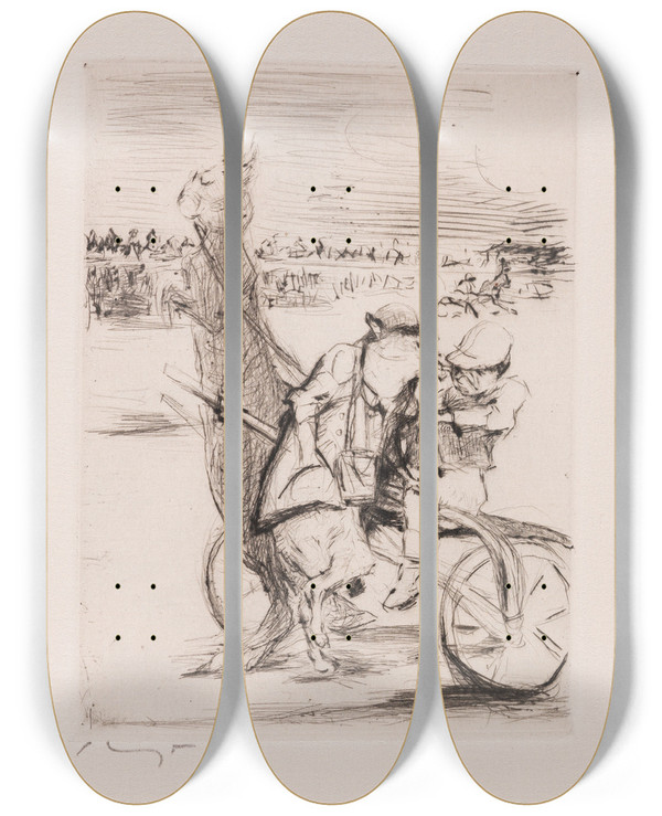 Triptych art skateboard deck of Max Slevogt Reineke_2 by Max Slevogt (1868-1932)