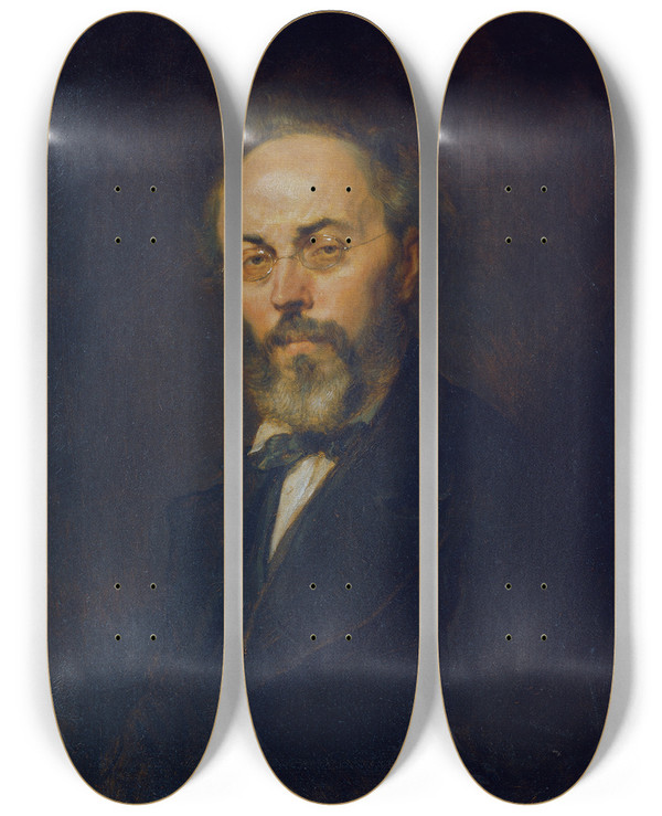 Triptych art skateboard deck of Hans Canon Der Reichsratsabgeordnete Georg Granitsch by Hans Canon (1829-1885)