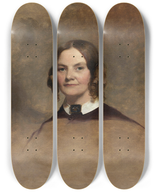 Triptych art skateboard deck of Thomas Sully Portrait Of Mrs George H Crossman by Thomas Sully (1783-1872)