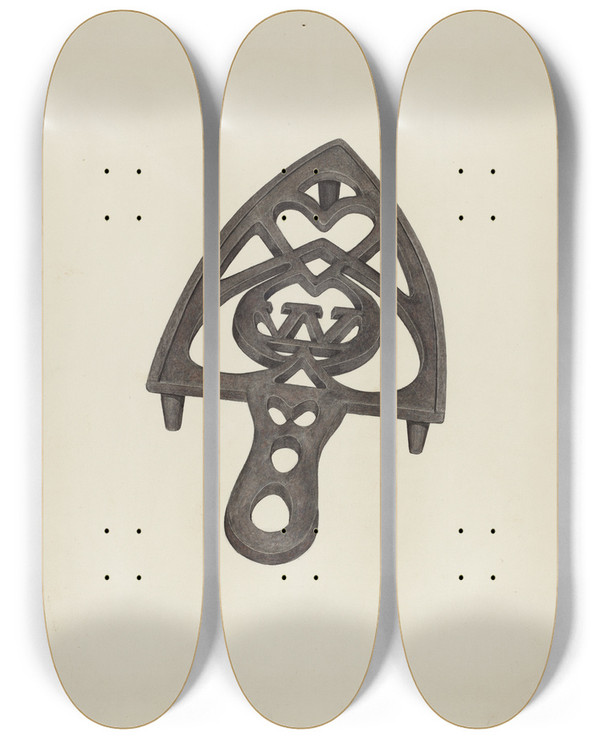 Triptych art skateboard deck of Leroy Griffith Trivet_1 by Leroy Griffith