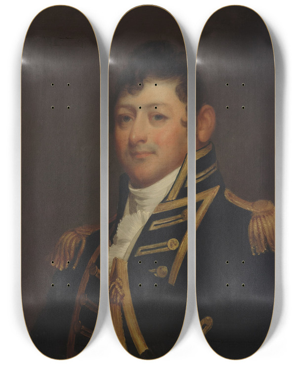 Triptych art skateboard deck of Samuel Lovett Waldo Commodore Isaac Hull by Samuel Lovett Waldo (1783-1861)