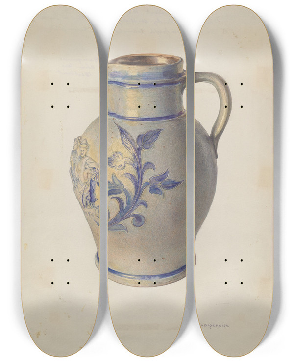 Triptych art skateboard deck of Carl Buergerniss Pitcher_1 by Carl Buergerniss (20-)