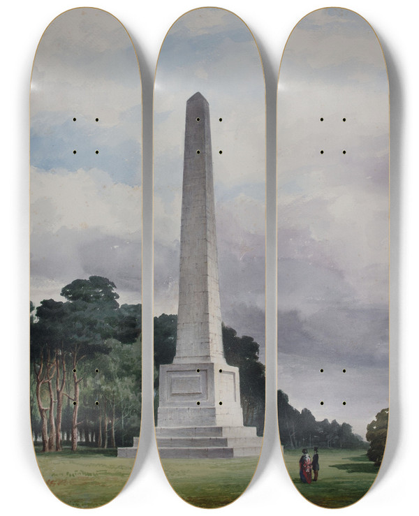 Triptych art skateboard deck of Elijah Walton The Monument Bromsgrove Lickey by Elijah Walton (1832-1880)