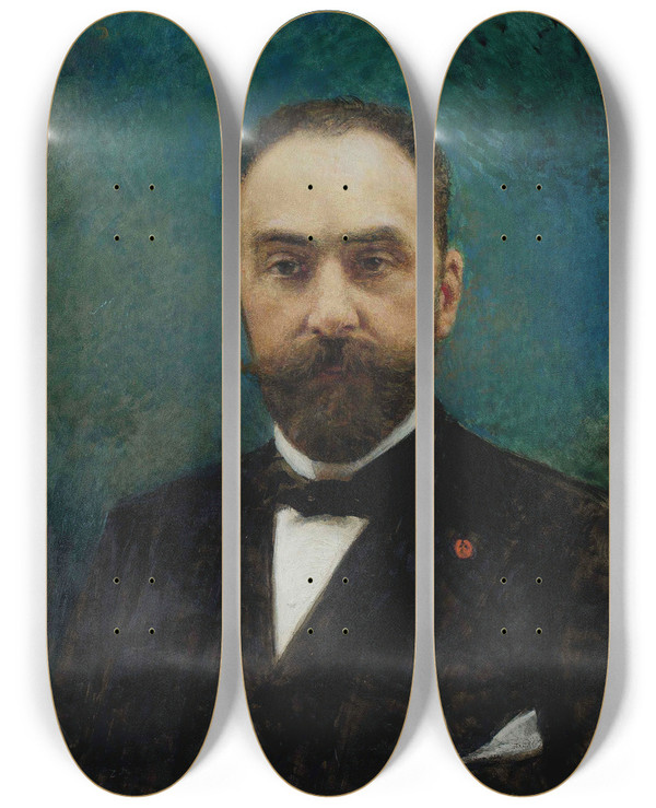Triptych art skateboard deck of Lon Bonnat Charles Ephrussi by Leon Bonnat (1833-1922)