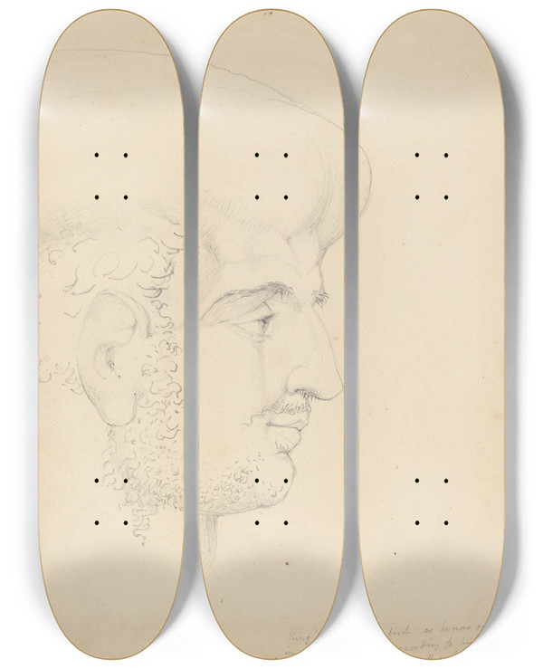 Triptych art skateboard deck of William Blake King Edward by William Blake (1757-1827)