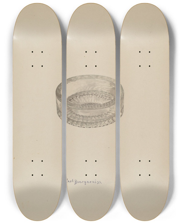 Triptych art skateboard deck of Carl Buergerniss Family Salt Cellar by Carl Buergerniss (20-)