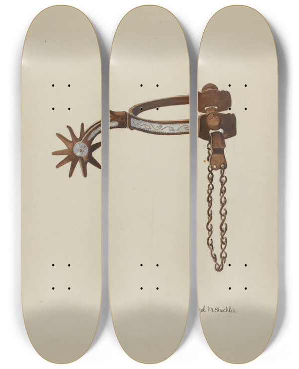 Triptych art skateboard deck of Hazel Sheckler Spur_2 by Hazel Sheckler