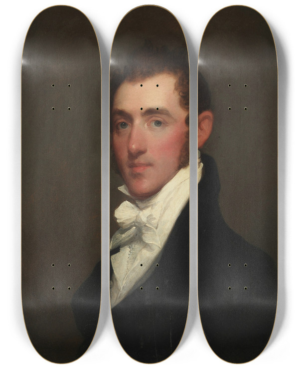 Triptych art skateboard deck of Gilbert Stuart Henry Rice by Gilbert Stuart (1755-1828)