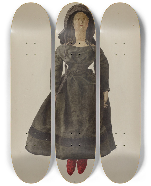 Triptych art skateboard deck of Max Fernekes Quaker Doll by Max Fernekes