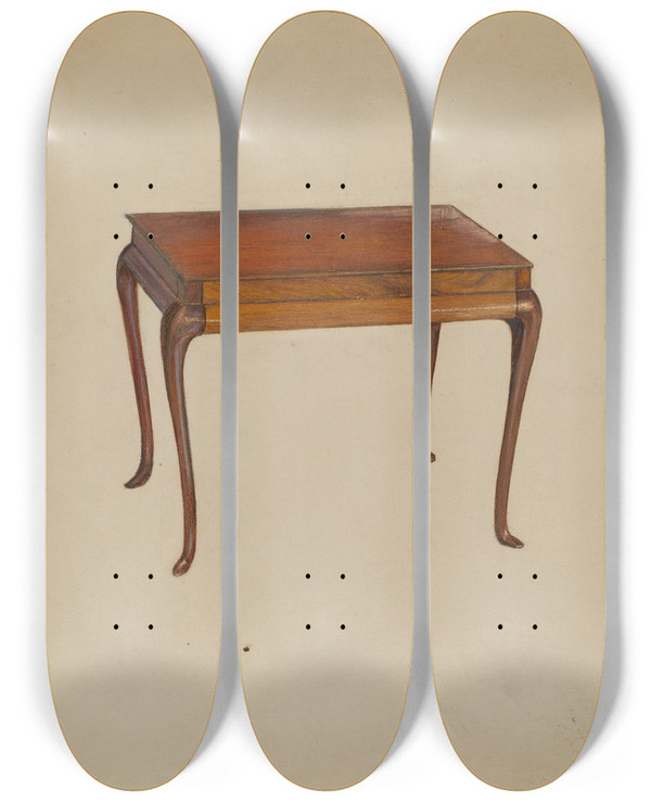 Triptych art skateboard deck of Meyer Goldbaum Silver Table Tea by Meyer Goldbaum
