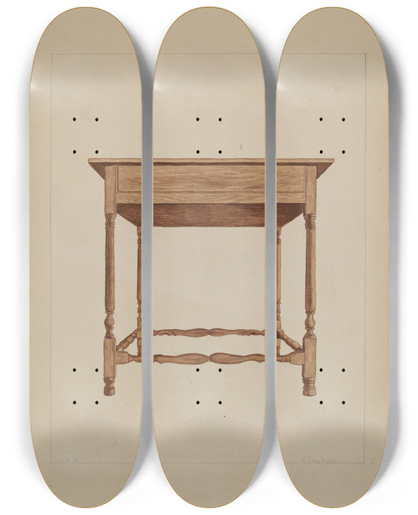 Triptych art skateboard deck of Frederick Jackson Table_1 by Frederick Jackson