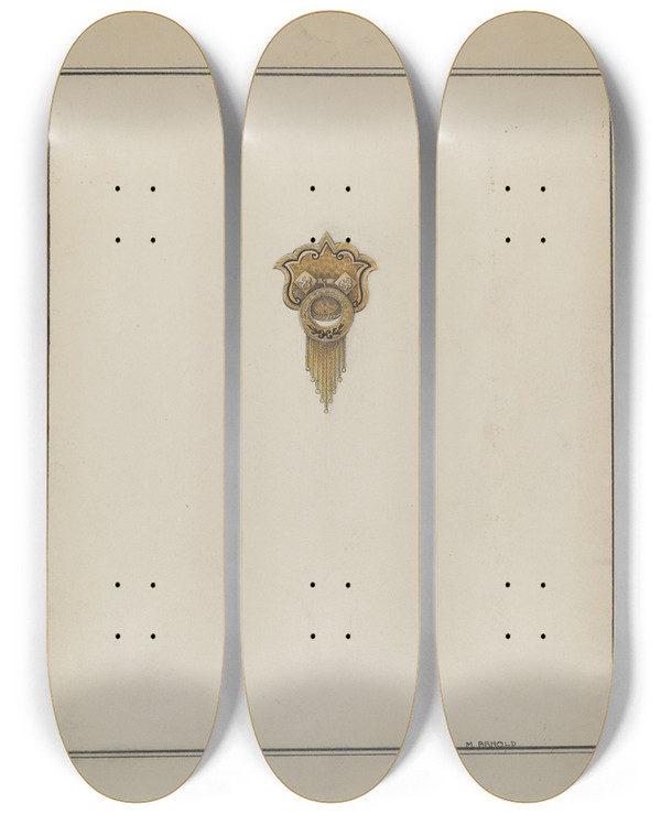 Triptych art skateboard deck of Madeline Arnold Brooch_2 by Madeline Arnold