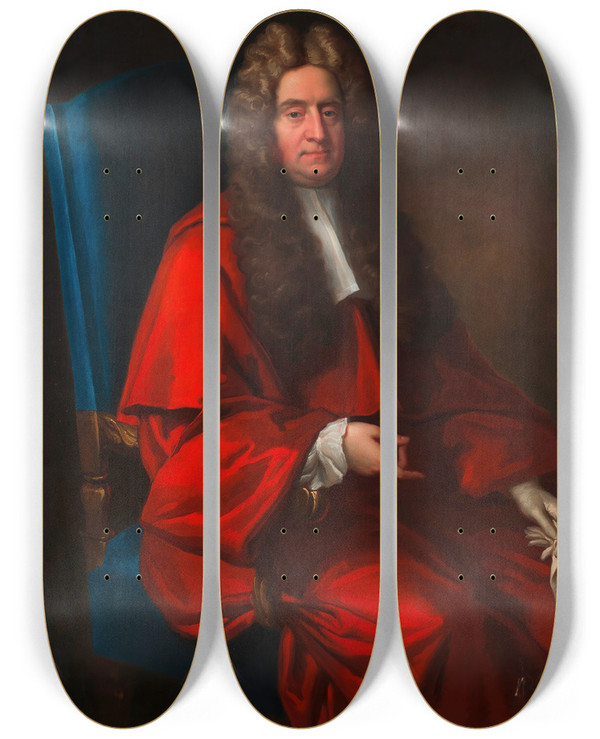 Triptych art skateboard deck of Jonathan Richardson The Elder Joseph Jekyll by Jonathan Richardson The Elder (1667-1745)