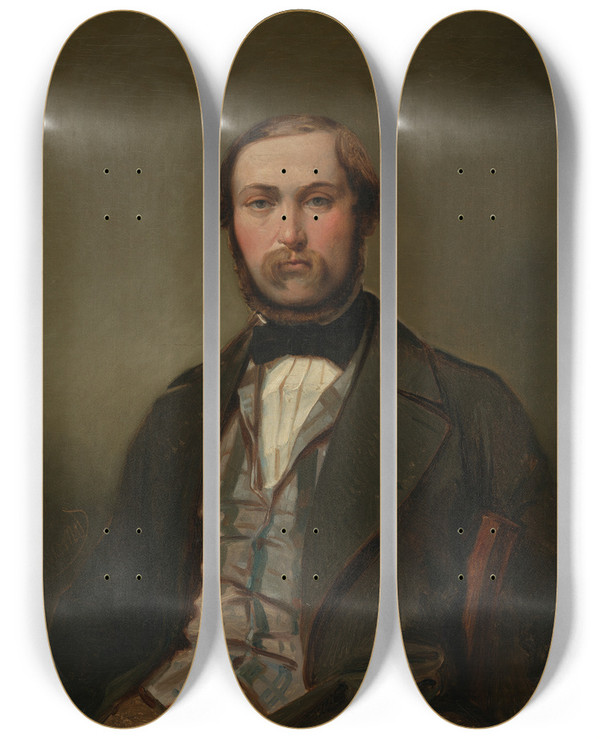 Triptych art skateboard deck of Moritz Von Schwind Bildnis Des Stallmeisters Wilhelm Sachs by Moritz Von Schwind (1804-1871)