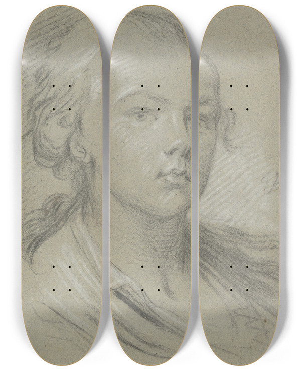 Triptych art skateboard deck of Christian Leberecht Vogel Bildnis Des Anton Raphael Mengs by Christian Leberecht Vogel