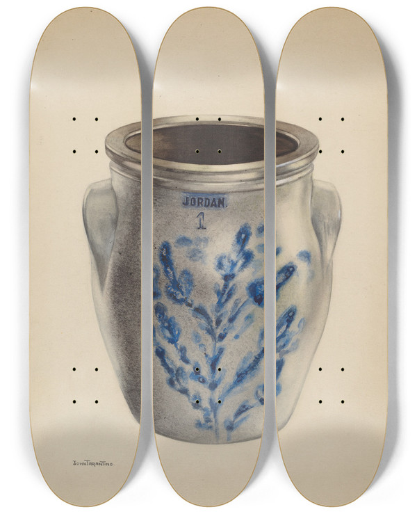 Triptych art skateboard deck of John Tarantino Crock_1 by John Tarantino (1935)