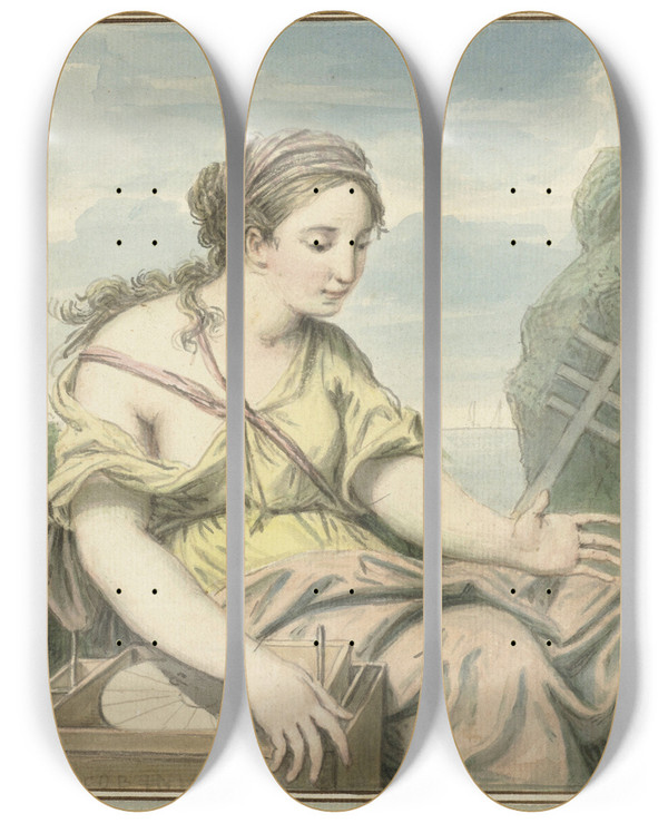 Triptych art skateboard deck of Louis Fabritius Dubourg De Zeevaart by Louis Fabritius Dubourg (1693-1775)
