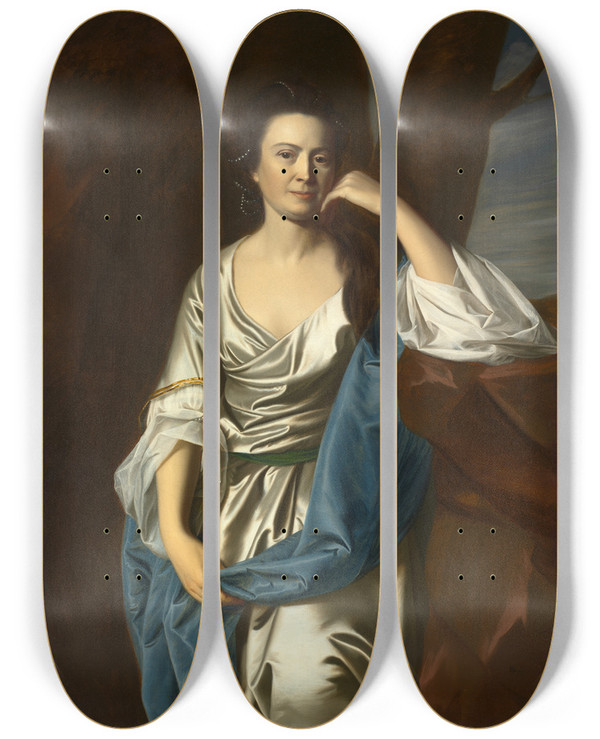 Triptych art skateboard deck of John Singleton Copley Catherine Greene by John Singleton Copley (1738-1815)