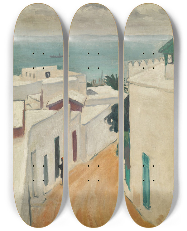 Triptych art skateboard deck of Albert Marquet Une Rue by Albert Marquet (1875-1947)