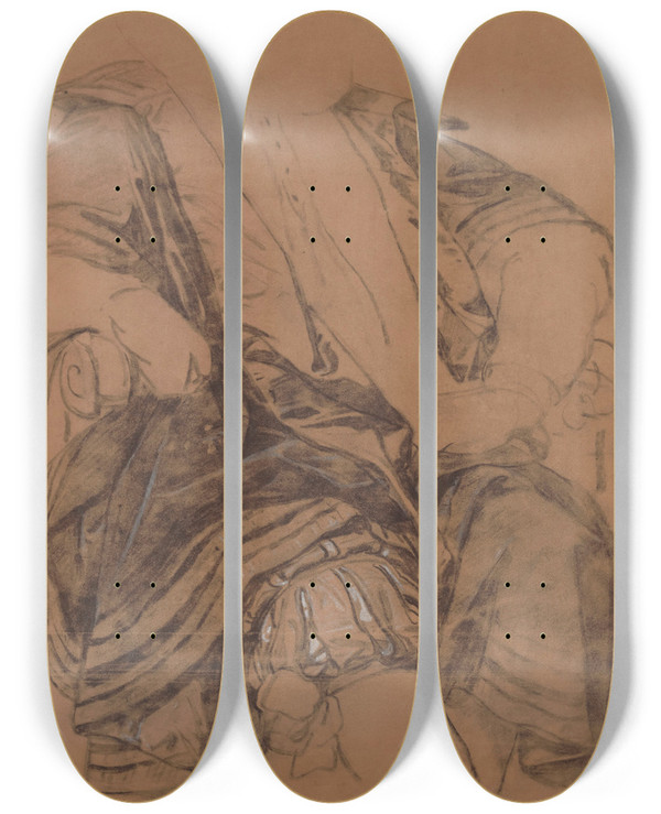 Triptych art skateboard deck of Nicaise De Keyser The Emperor Rudolf Ii by Nicaise De Keyser (1813-1887)