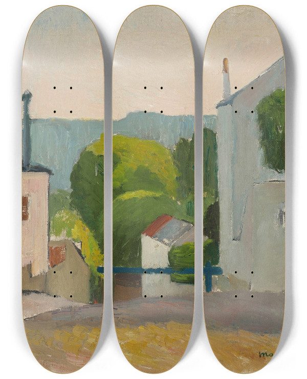 Triptych art skateboard deck of Henri Manguin Le Raincy by Henri Manguin (1874-1949)