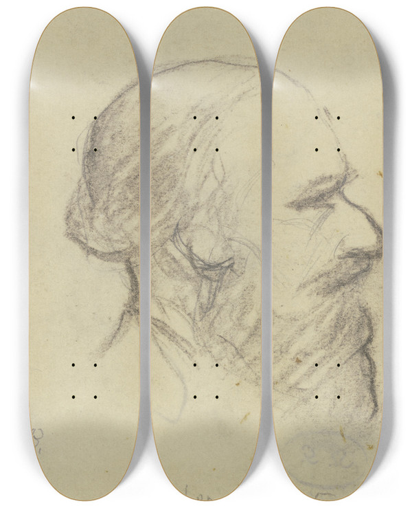 Triptych art skateboard deck of Mathilde Battenberg Martin Buber by Mathilde Battenberg