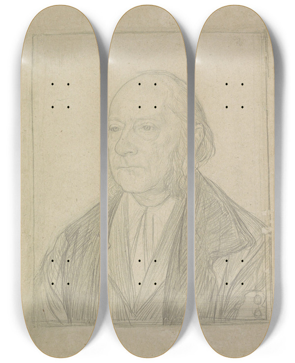 Triptych art skateboard deck of Jan Veth Portret Van Prof Dr J Cramer by Jan Veth (1864-1925)