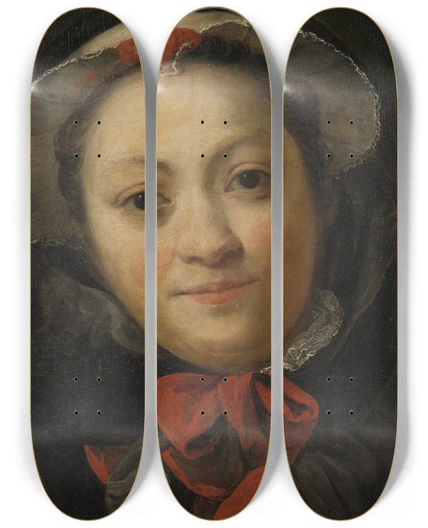 Triptych art skateboard deck of Carl Gustaf Pilo Mrs Charlotta Pilo Ne Desmares by Carl Gustaf Pilo (1711-1793)