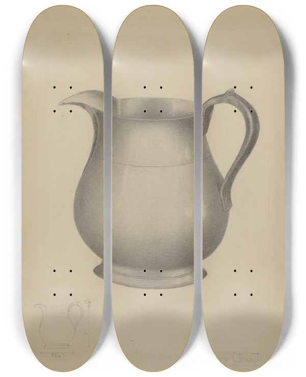 Triptych art skateboard deck of Henry Granet Pitcher by Henry Granet