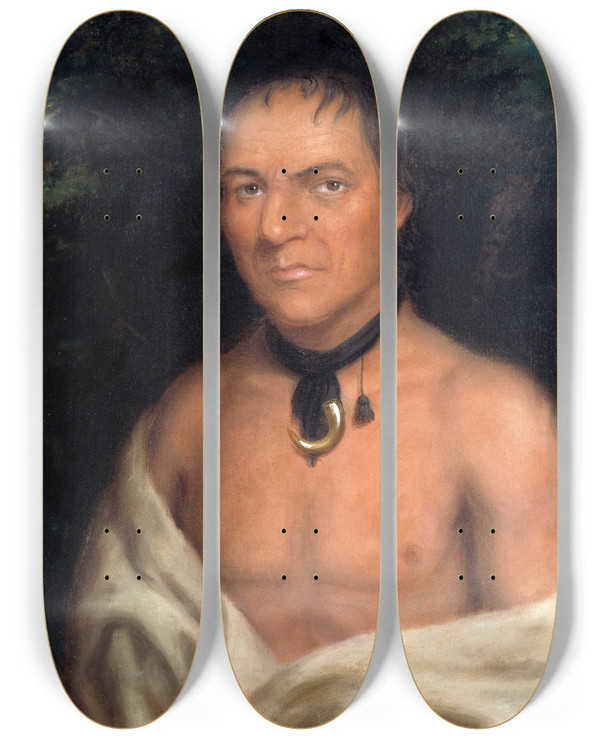 Triptych art skateboard deck of George Catlin Cosneboin by George Catlin (1796-1872)