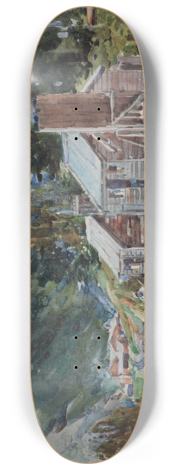 Alfred Walsh - Landscape with huts 8.25 inch art skate deck