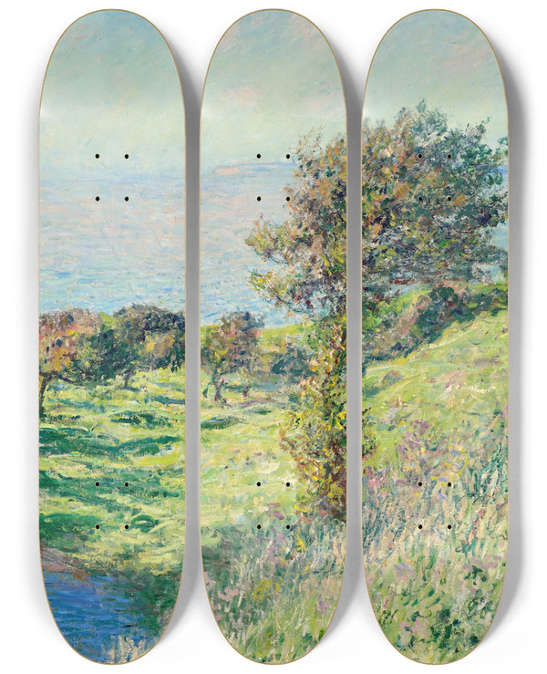 Triptych art skateboard deck of Claude Monet Coup De Vent by Claude Monet (1840-1926)
