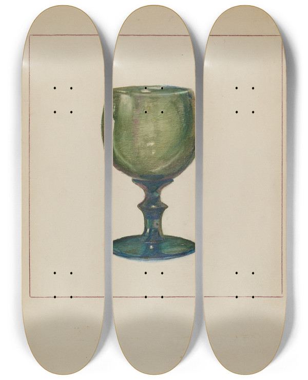 Triptych art skateboard deck of Agnes Karlin Wine Glass_1 by Agnes Karlin