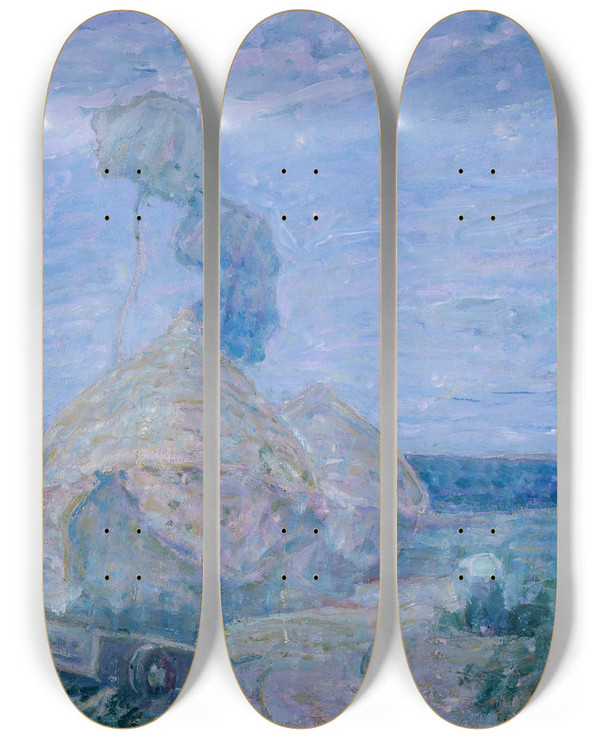 Triptych art skateboard deck of Henry Ossawa Tanner Haystacks by Henry Ossawa Tanner (1859-1937)