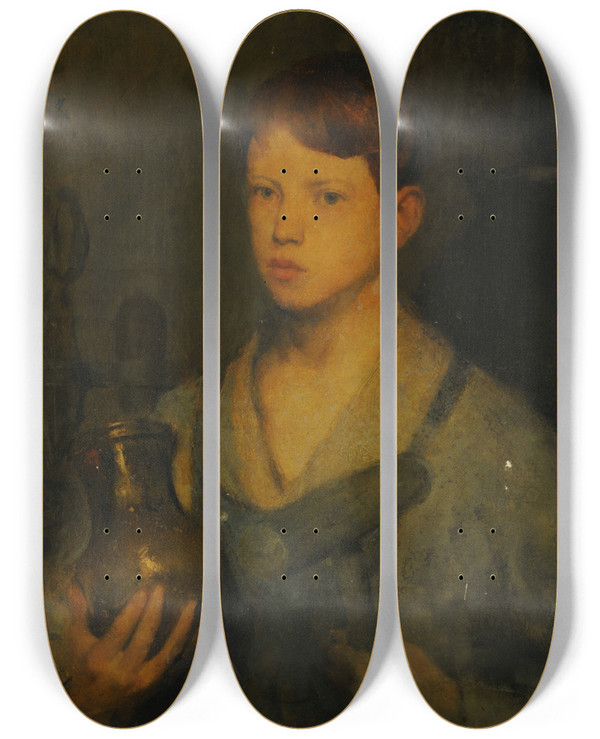 Triptych art skateboard deck of Charles Webster Hawthorne The Apprentice by Charles Webster Hawthorne (1872-1930)