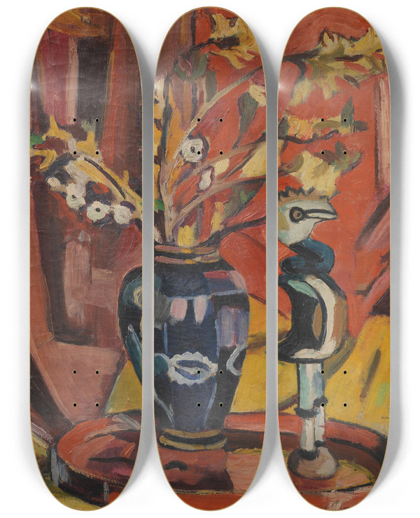 Triptych art skateboard deck of Helmuth Macke Stillleben by Helmuth Macke (1936)