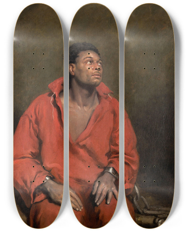 Triptych art skateboard deck of John Philip Simpson The Captive Slave by John Philip Simpson (1782-1847)