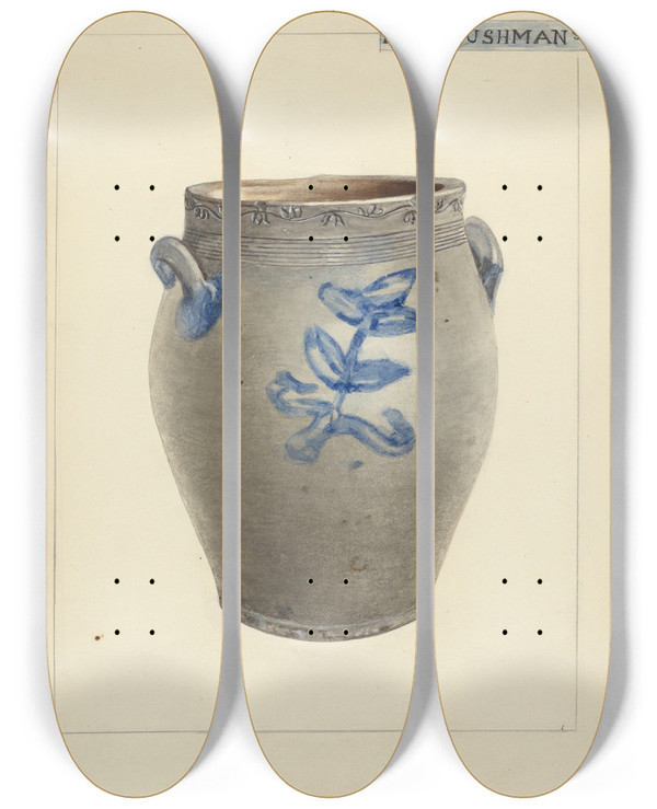 Triptych art skateboard deck of Charlotte Sperber Crock_3 by Charlotte Sperber