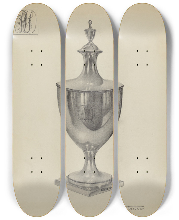 Triptych art skateboard deck of Aaron Fastovsky Silver Sugar Bowl_2 by Aaron Fastovsky