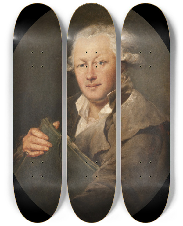 Triptych art skateboard deck of Peter Adolf Hall Selfportrait_2 by Peter Adolf Hall (1739-1793)