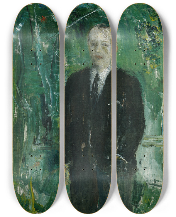 Triptych art skateboard deck of Wilhelm Thny Selbstbildnis by Wilhelm Thony (1888-1949)