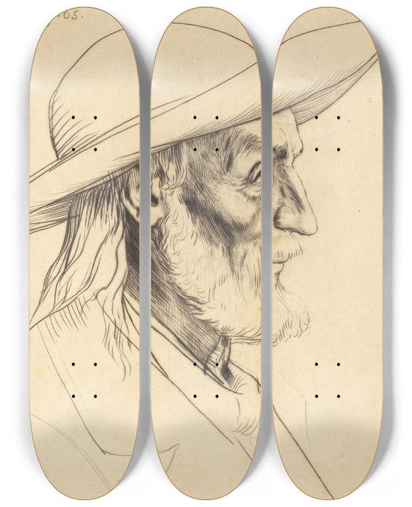 Triptych art skateboard deck of Alphonse Legros Breton Peasant Paysan Breton Ii by Alphonse Legros (1837-1911)