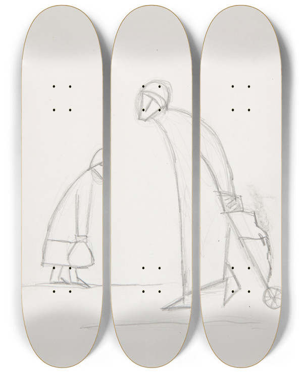 Triptych art skateboard deck of Marian Kopf Kobiety by Marian Kopf (1926-2019)