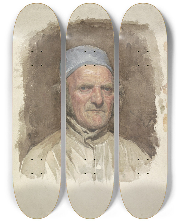 Triptych art skateboard deck of Jan Veth Mansportret Met Blauwe Muts_2 by Jan Veth (1864-1925)