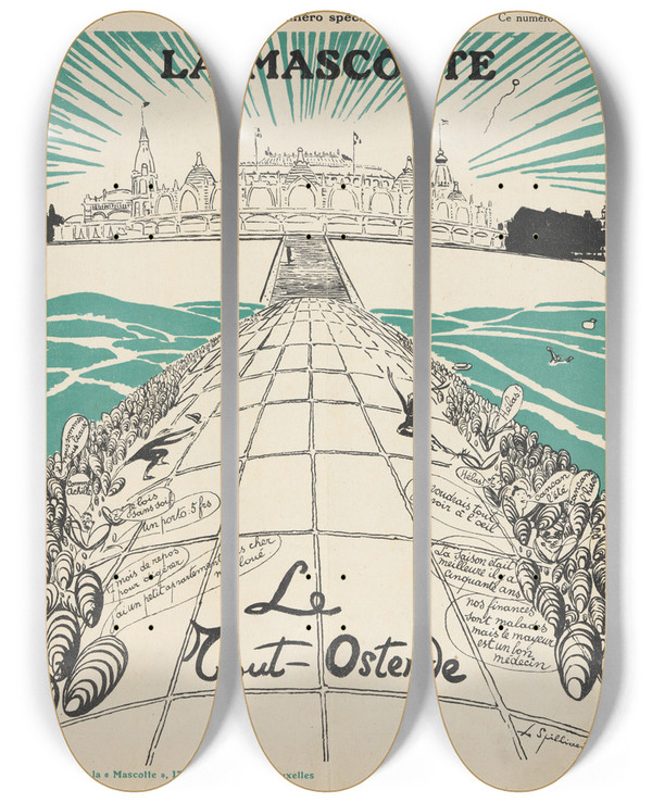 Triptych art skateboard deck of Lon Spilliaert La Mascotte by Leon Spilliaert (1881-1946)