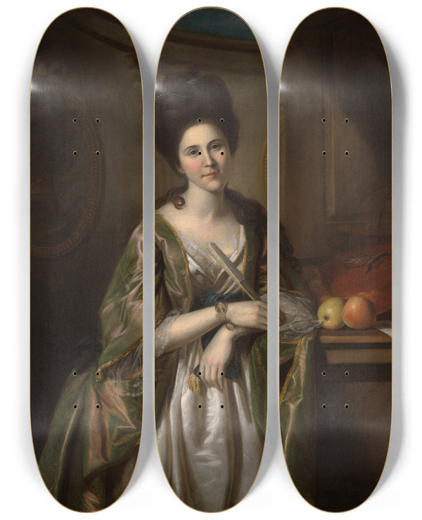 Triptych art skateboard deck of Charles Willson Peale Mrs Walter Stewart Deborah Mcclenachan by Charles Willson Peale (1741-1827)