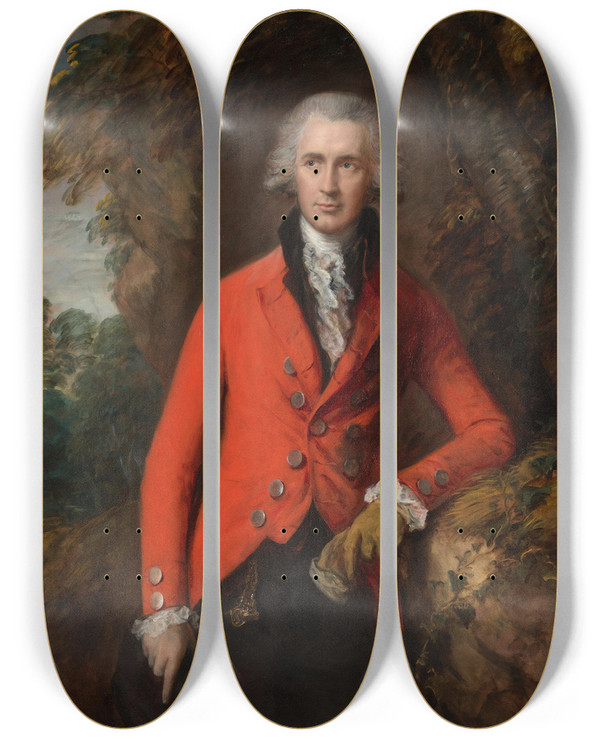 Triptych art skateboard deck of Thomas Gainsborough Mr Thomas Hibbert by Thomas Gainsborough (1727-1788)