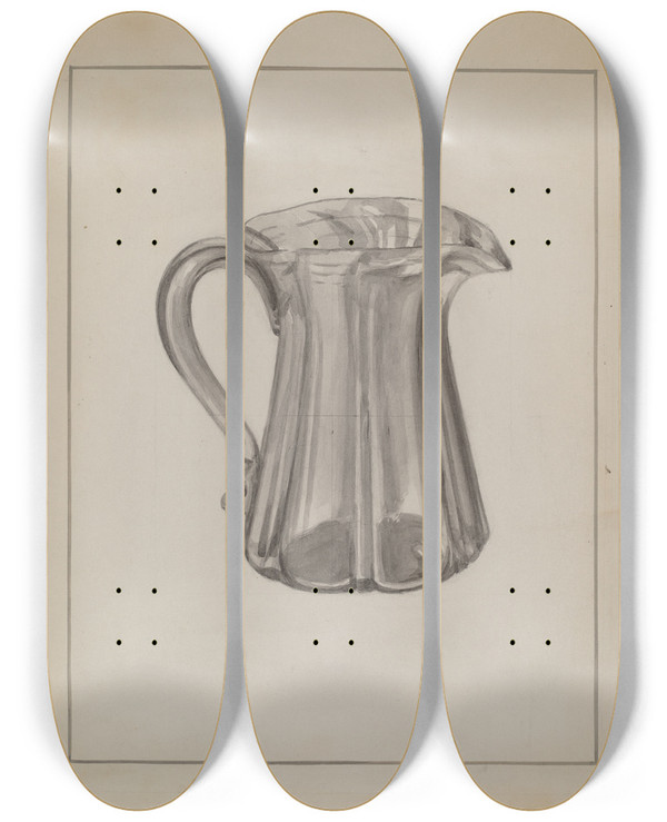 Triptych art skateboard deck of Marcus Moran Pitcher by Marcus Moran