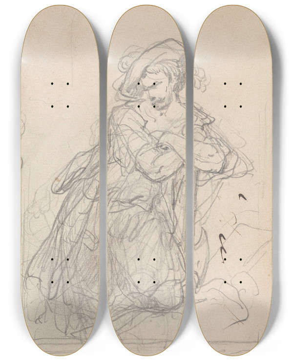 Triptych art skateboard deck of Nicaise De Keyser Iconoclast_1 by Nicaise De Keyser (1813-1887)