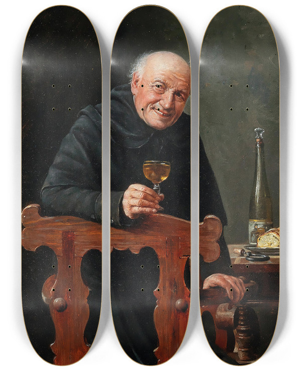 Triptych art skateboard deck of Max Scholz Supper by Max Scholz (1855-1906)